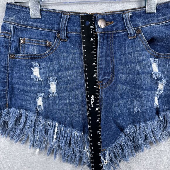 Elan Denim Jeans Shorts Distressed Stretch Mid Rise Women's Blue Size Small - Picture 6 of 8